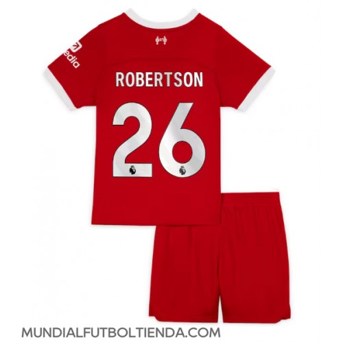 Camiseta Liverpool Andrew Robertson #26 Primera Equipación Replica 2023-24 para niños mangas cortas (+ Pantalones cortos)